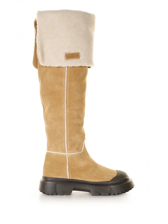 H619 boot in suede with eco sheepskin