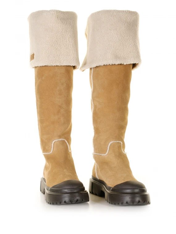 H619 boot in suede with eco sheepskin