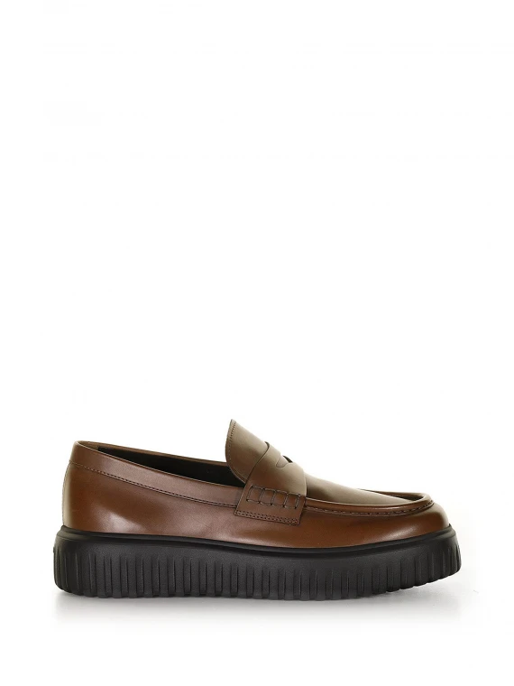 H-Stripes leather moccasin