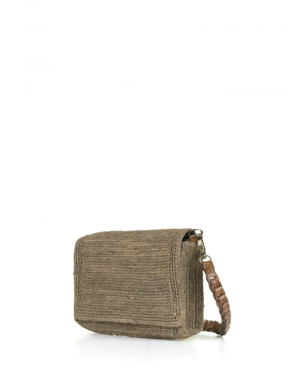 Asa clutch bag in raffia with shoulder strap