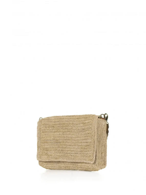 Asa clutch bag in raffia with shoulder strap