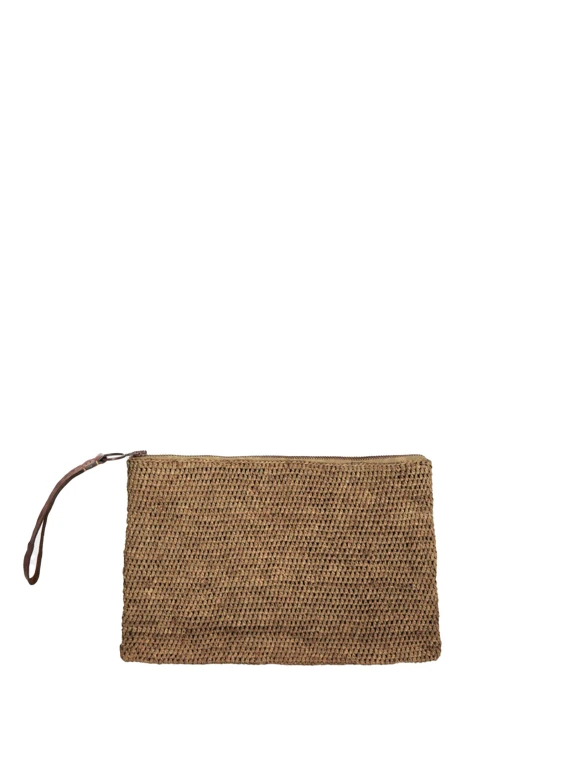 Pochette in rafia dark tea