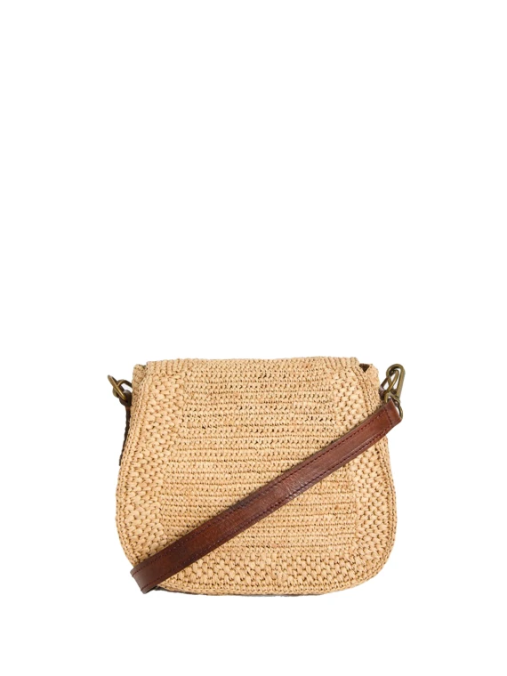 Borsa a tracolla in rafia con patta