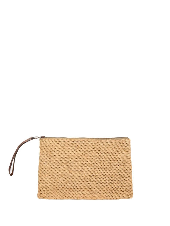 Pochette in rafia tea