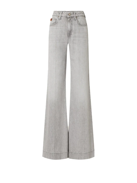 Jeans donna wide leg in denim grigio