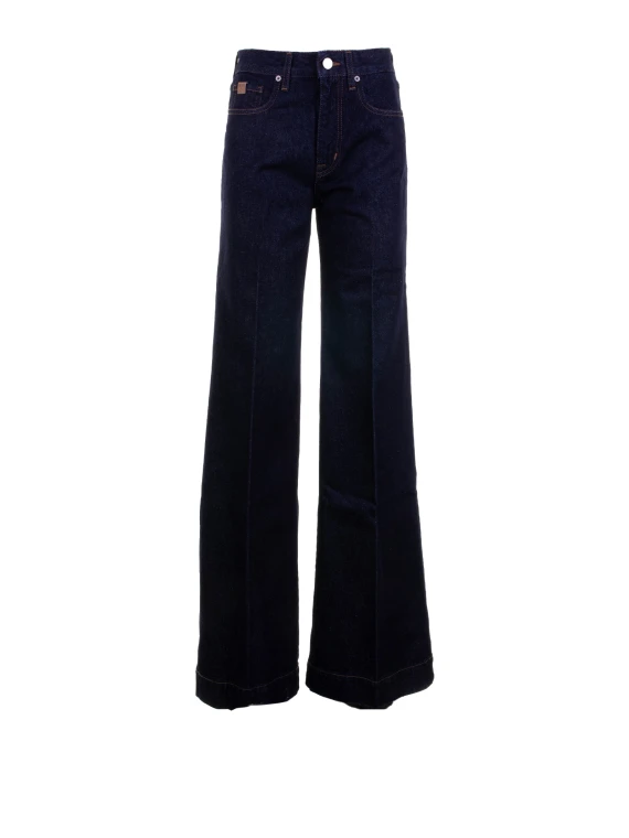 Pantalone donna a palazzo dark navy a vita alta