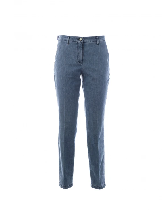 High waisted light blue denim jeans