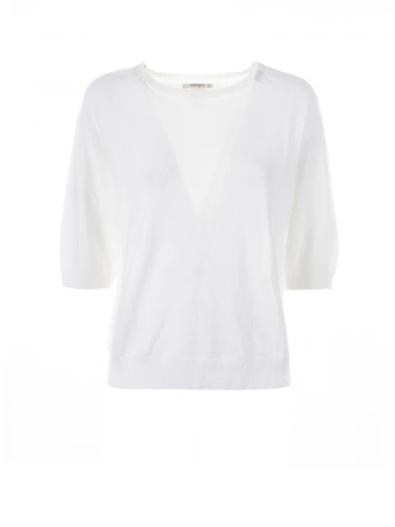 White T-shirt with 3/4 sleeves