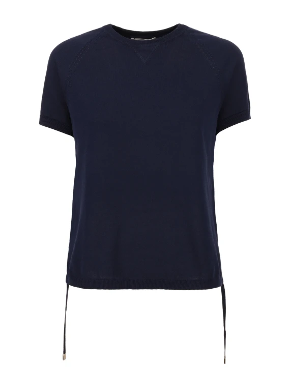 T-shirt blu con lacci