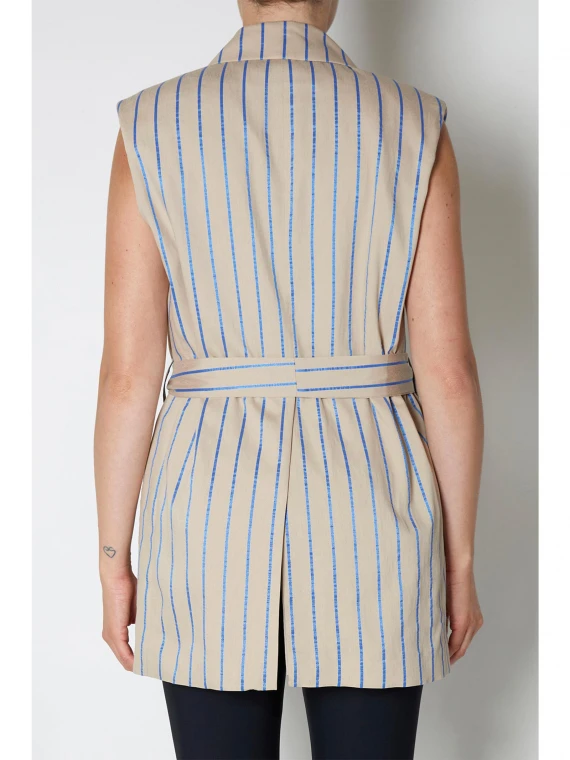 Striped waistcoat with belt