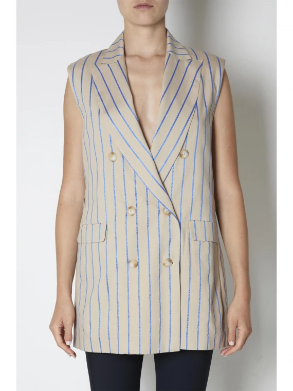 Striped waistcoat with belt