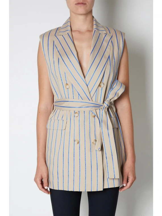 Striped waistcoat with belt