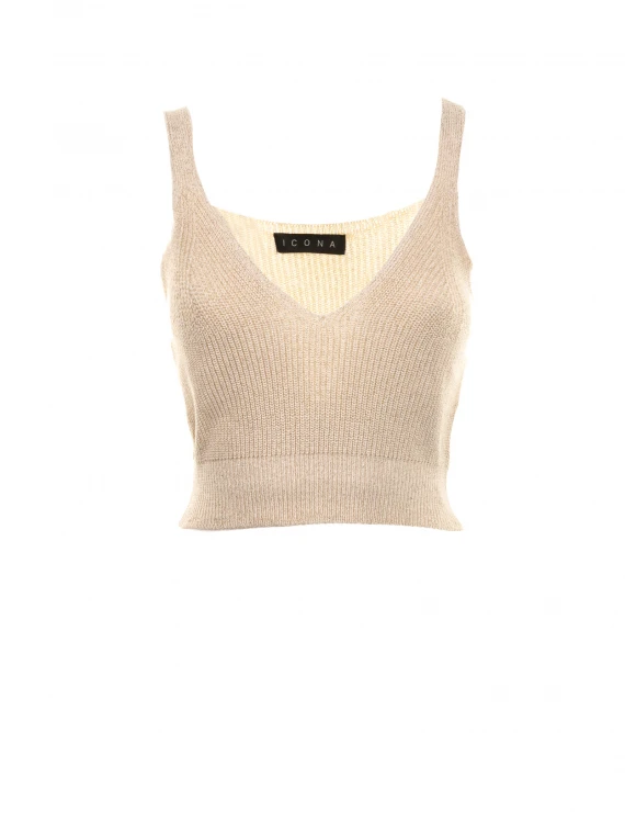 Cropped top in glittery knit