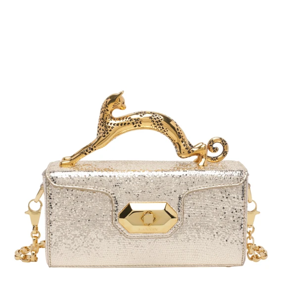 Gold Pencil Cat Crossbody Bag LANVIN
