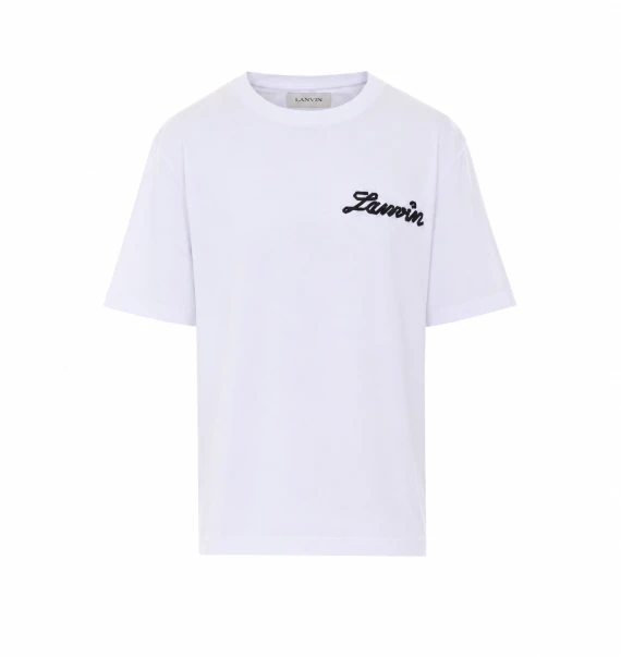 White T-shirt with embroidered logo LANVIN