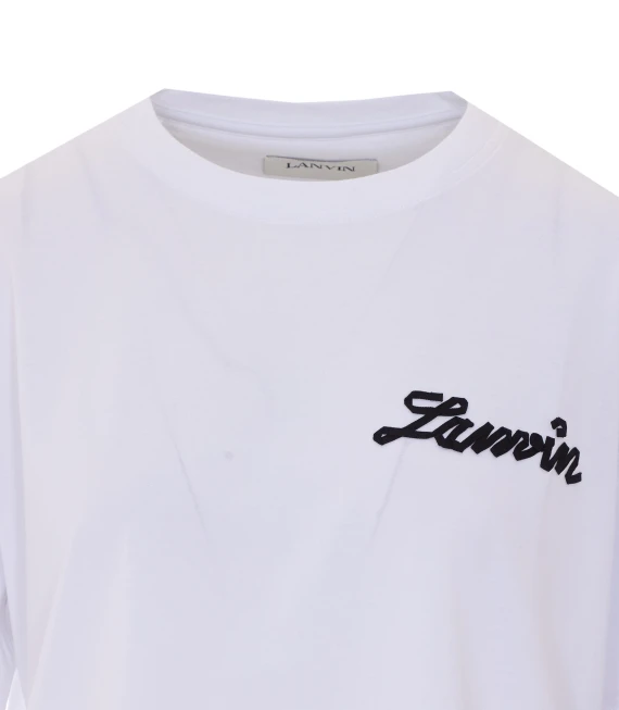 White T-shirt with embroidered logo LANVIN