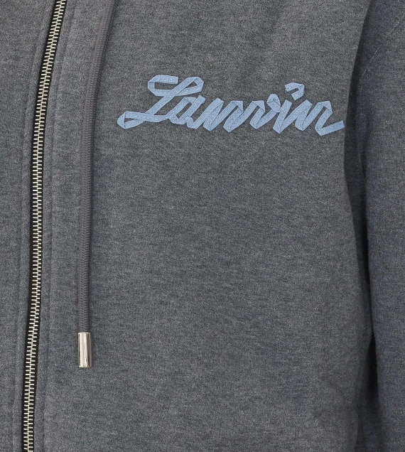 Felpa grigia con cappuccio e zip LANVIN