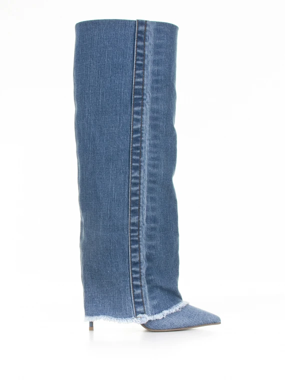 Andy boot with cuff in blue denim