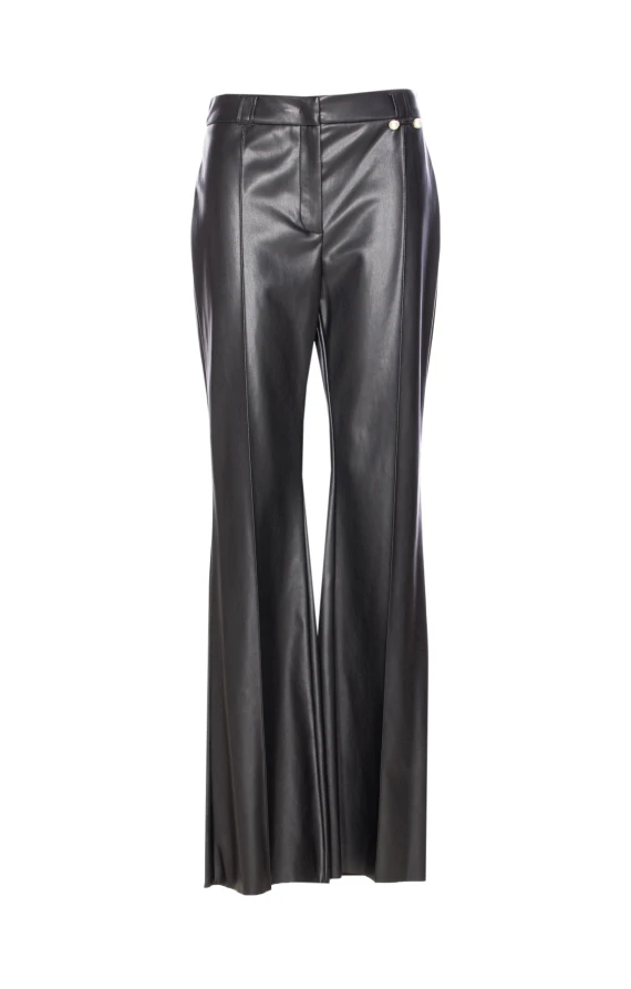 FLARE TROUSERS IN COATED FABRIC