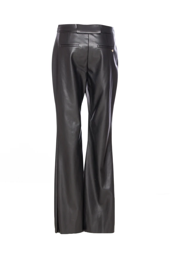 FLARE TROUSERS IN COATED FABRIC