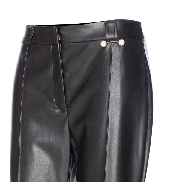 FLARE TROUSERS IN COATED FABRIC