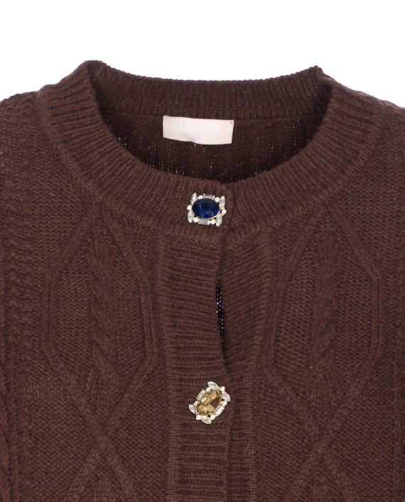 WOOL CARDIGAN WITH JEWEL BUTTON