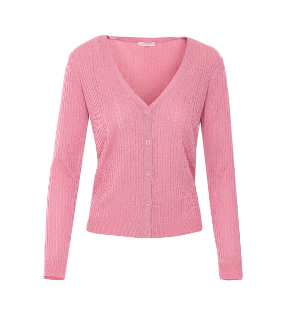 Cardigan rosa a coste