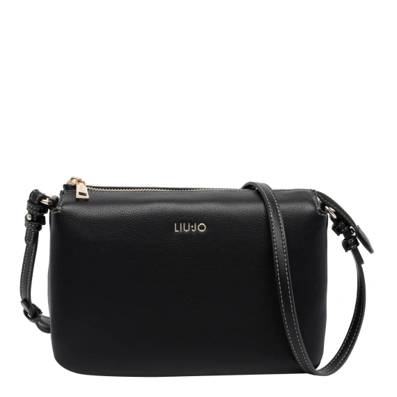 Borsa a tracolla nera con logo