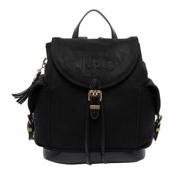 Zaino nero con pattina e logo
