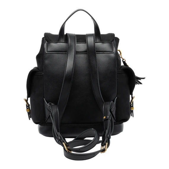 Zaino nero con pattina e logo Liu Jo