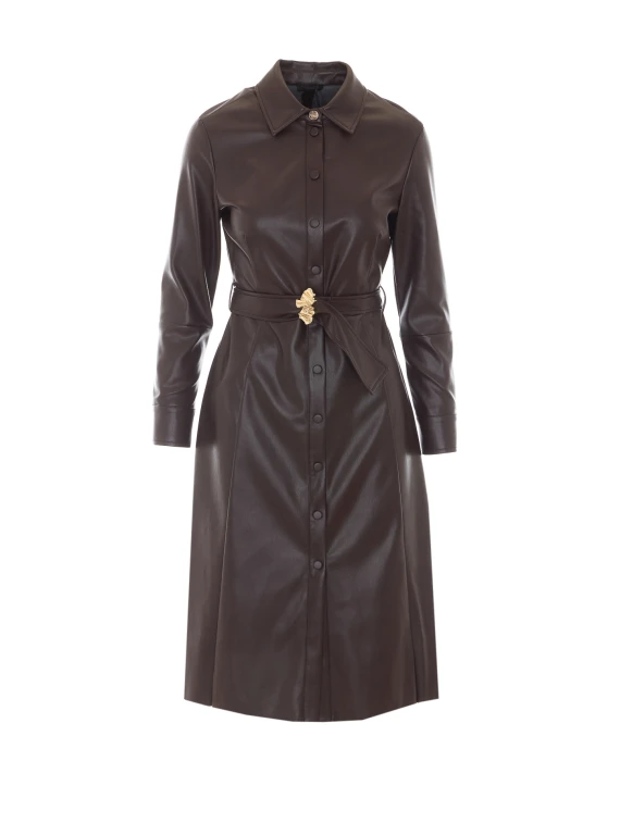 Cappotto in ecopelle marrone