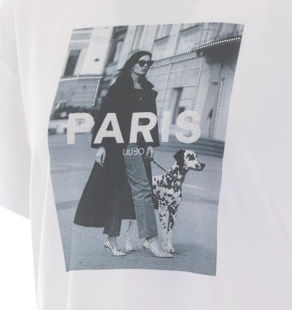 T-shirt bianca con stampa PARIS Liu Jo