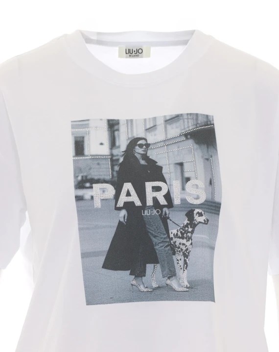 T-shirt bianca con stampa PARIS Liu Jo