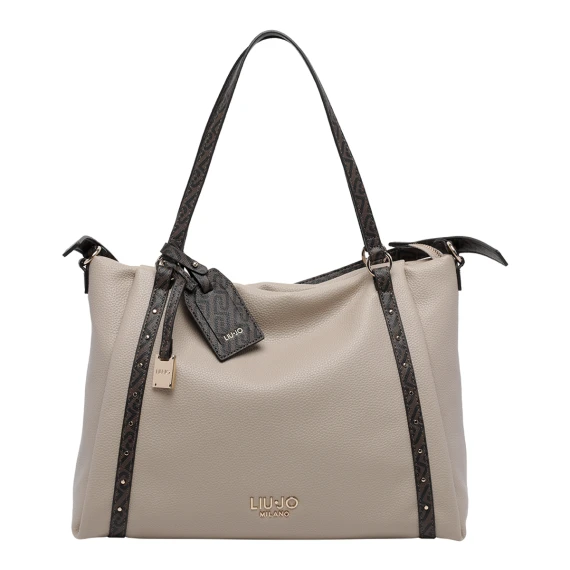 Beige tote bag with dark trims Liu Jo