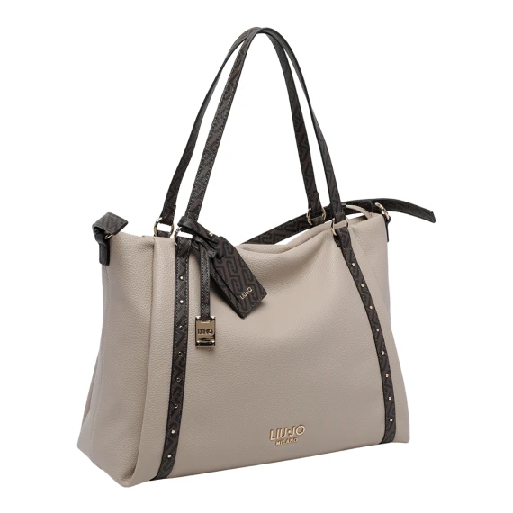 Beige tote bag with dark trims Liu Jo