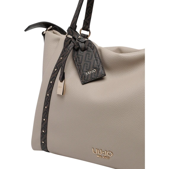 Beige tote bag with dark trims Liu Jo