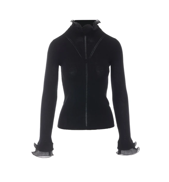 Maglia lupetto nera in lana vergine Liu Jo