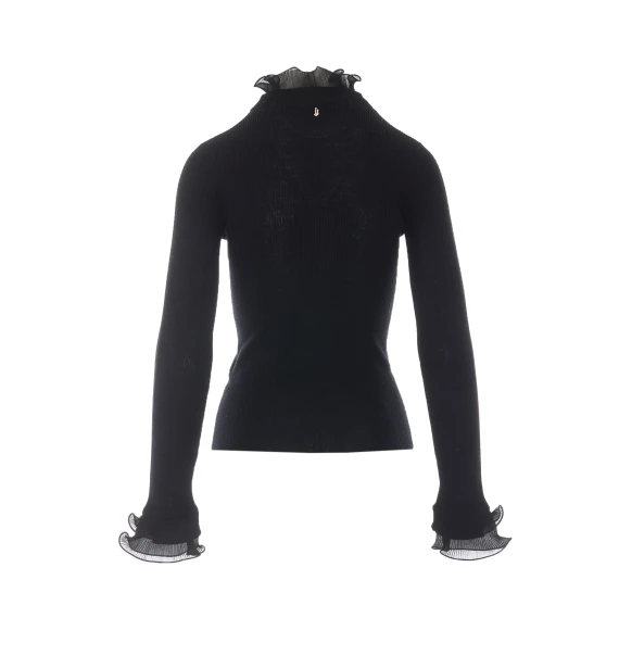 Maglia lupetto nera in lana vergine Liu Jo