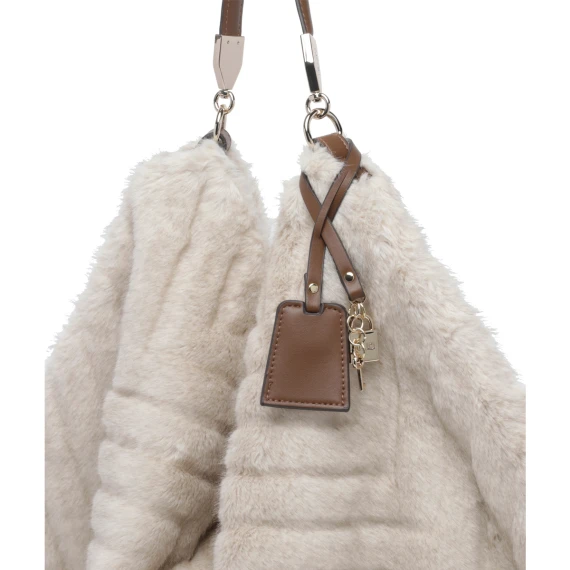 Borsa a spalla crema effetto peluche Liu Jo
