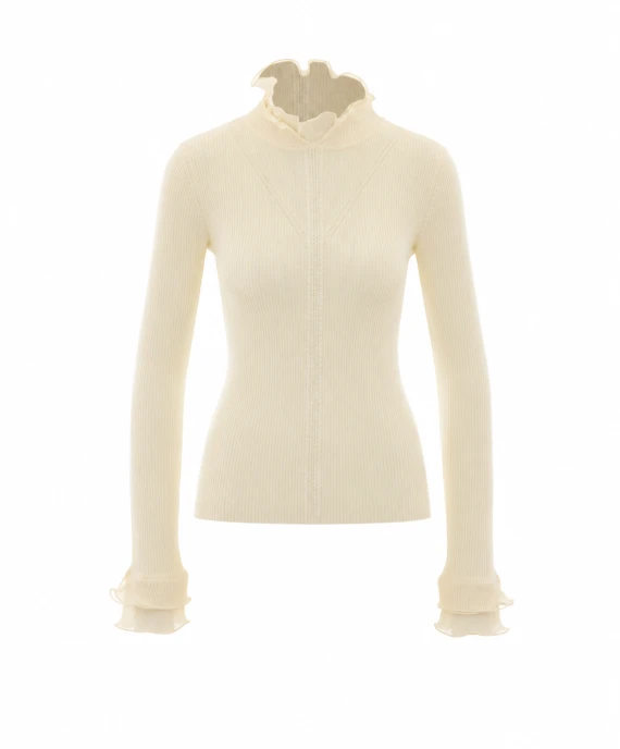White virgin wool mock-neck sweater Liu Jo