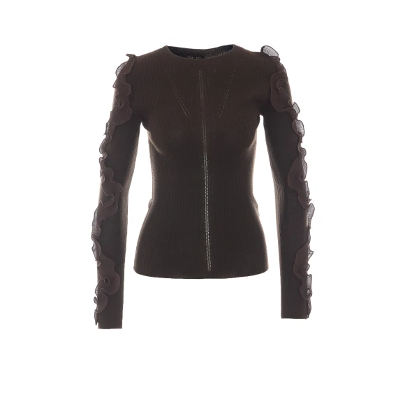 Maglia marrone scuro a maniche lunghe