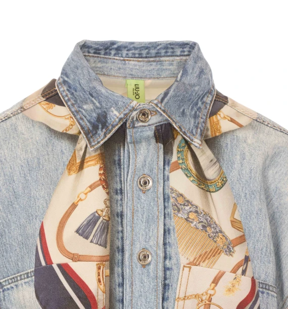 Light blue denim shirt with digital print Liu Jo