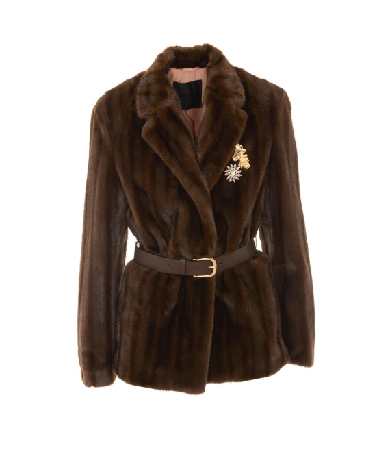 Brown Faux Fur Jacket Liu Jo