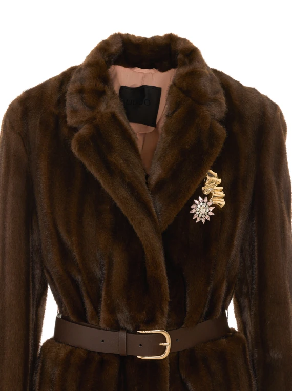 Brown Faux Fur Jacket Liu Jo