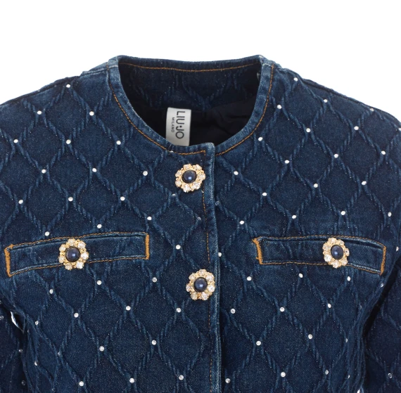 Blue denim jacket with rhinestones Liu Jo