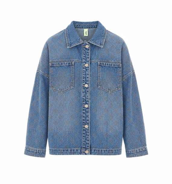Giacca di jeans blu con strass Liu Jo