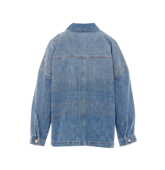 Giacca di jeans blu con strass Liu Jo
