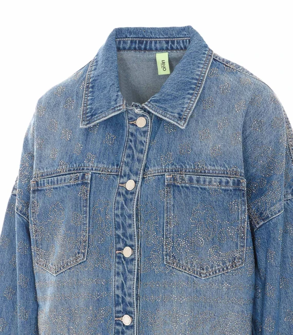 Giacca di jeans blu con strass Liu Jo