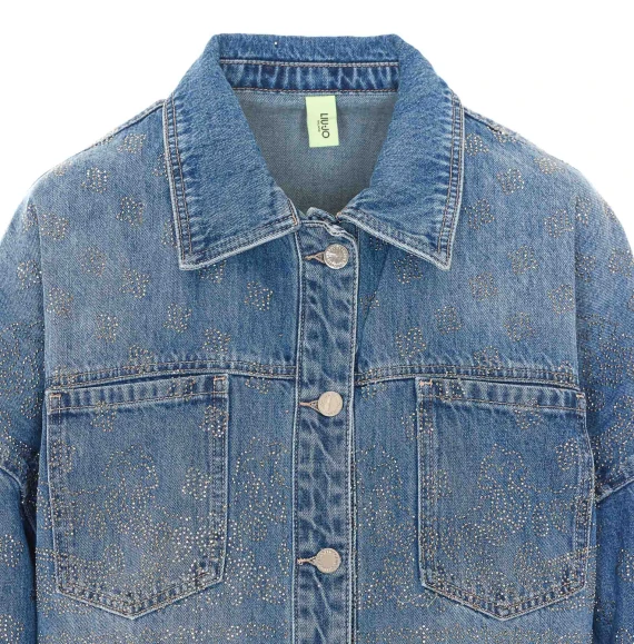Giacca di jeans blu con strass Liu Jo