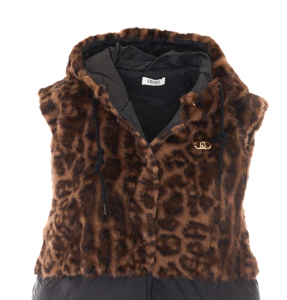 Gilet imbottito nero con cappuccio Liu Jo